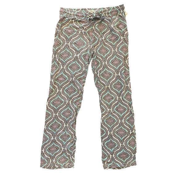 P.J. Salvage Women's Paisley Blue, Teal & Pink Drawstring Waist Lounge Pants M - Picture 1 of 6